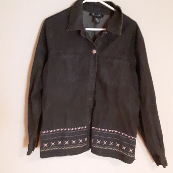Denim&Co. Large denim embroidered coat womens nice - Picture 1 of 4